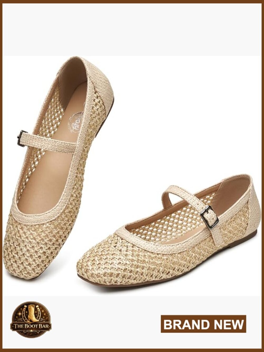 Woven Mary Jane Flats with Adjustable Buckle, Memory Foam